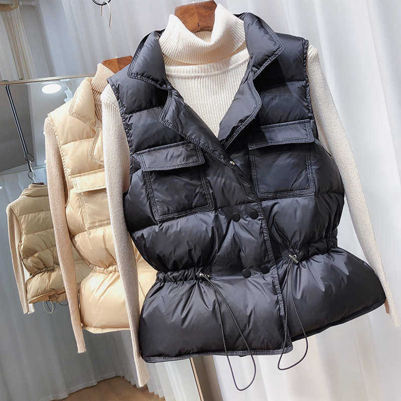 Vests for Women Down White Duck Sleeveless Vest Spring Women's Warm Padded Woman Autumn Coat Jackets Korean Fashion Style 210819