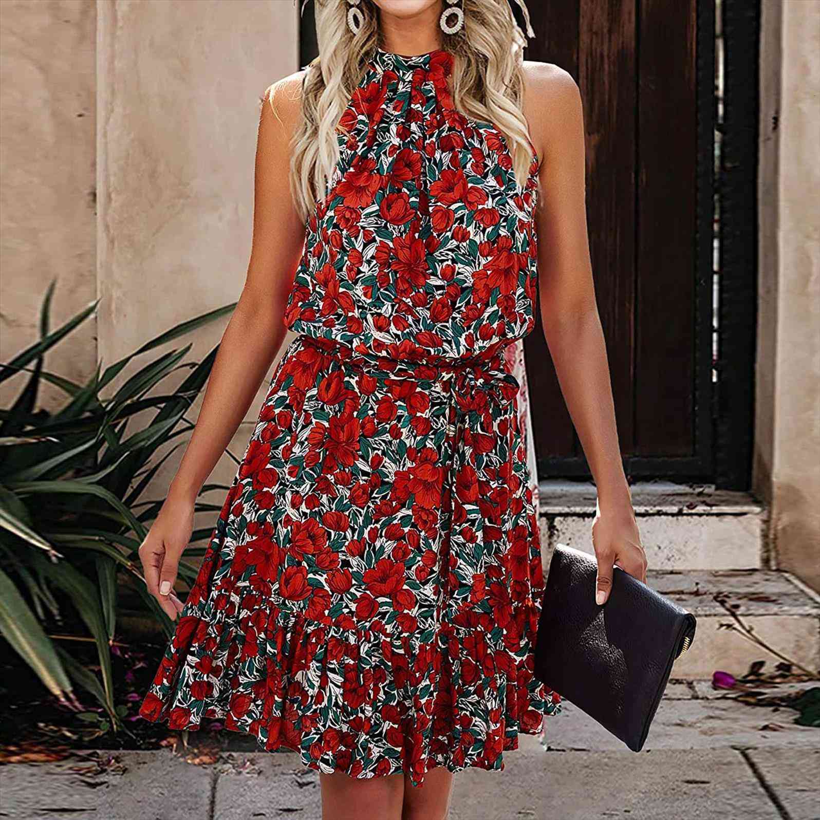 Summer Fashion Floral Printed Halter Women Dresses Strapless Ruffle Bandage Casual Woman Clothing Dropshipping Fast Y10, Black;gray
Summer Fashion Floral Printed Halter Women Dresses Strapless Ruffle Bandage Casual Woman Clothing Dropshipping Fast Y10, Black;gray
