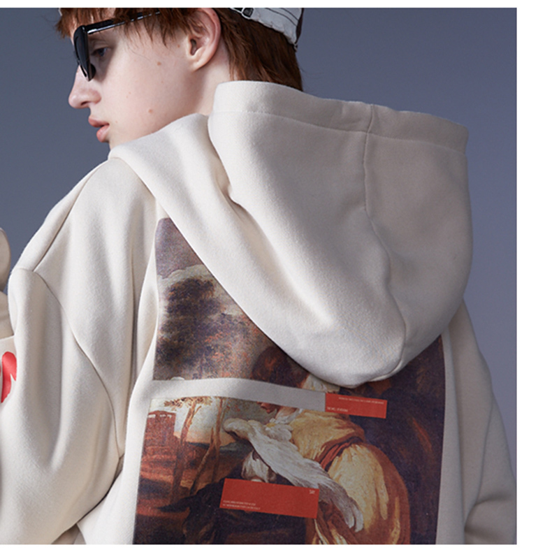 Men Hip Hop Hoodie Sweatshirt Retro Painting Print Harajuku Hooded Pullover Streetwear Autumn Cotton Loose Hoodies Winter 201128