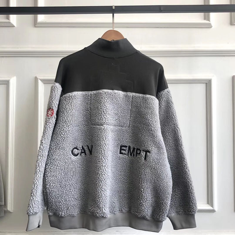 Best Quality CAV EMPT Hoodie Hairy Standup Collar Heavy Fleece Zip Up Coat Autumn Winter Warm Embroidery CAVEMPT Sweatshirts T200531