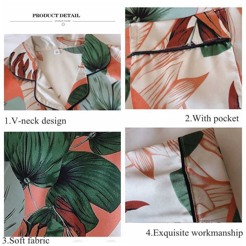 JULY'S SONG Women Pajamas Set 7 Pieces Satin Stripes Faux Silk Printing Pajamas For Woman Spring Summer Sleepwear Homewear 210924