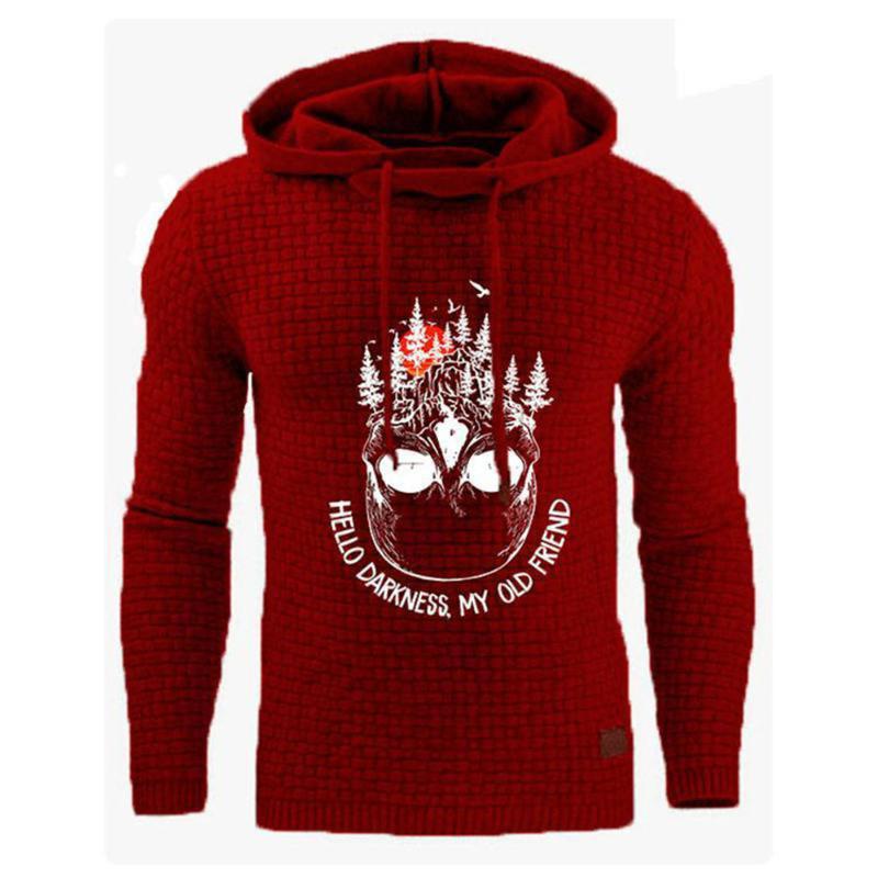 Men's Hoodies & Sweatshirts Casual Goth Men Pullover Letter Skull Print Warm Hooded Sweatshirt Plus Size Halloween Nice Autumn Winter Young