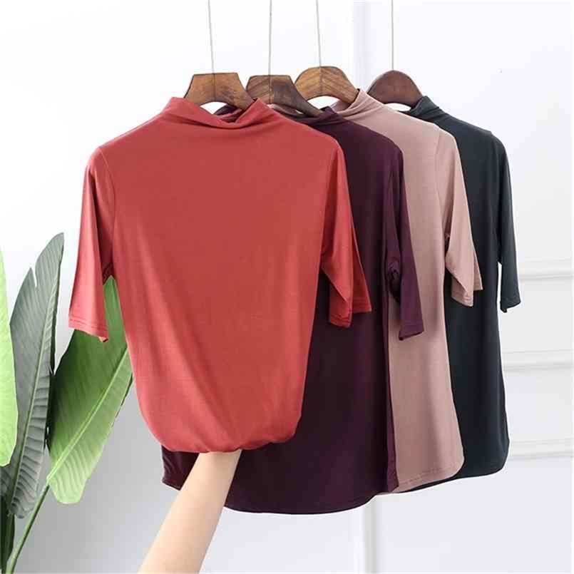 High Elasticity Women Base T-shirt Bottoming Basic Tee Tops Cotton Turtle Neck Half Sleeve Slim Femme T Shirts 210708, D00321 zhuan red
High Elasticity Women Base T-shirt Bottoming Basic Tee Tops Cotton Turtle Neck Half Sleeve Slim Femme T Shirts 210708, D00321 zhuan red