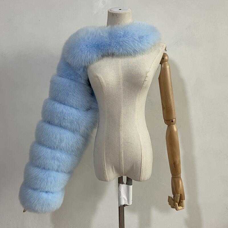 BEIZIRU Women Real Raccoon Fur silver red Sleeve Ladies Fashion Natural One Sleeve 211007