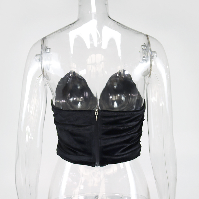 NewAsia Black Corset Top Women Sexy Off Shoulder Underwire Push Up Padded Zipper Bustier Top Woman Summer Beach Party Clothes 210308