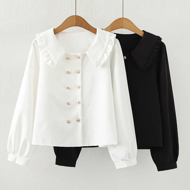 Placket Button Long Sleeve Loose Female Kawaii Blouses Women casual office Blouse Turn-Down Collar Sweet Shirt Tops 210604, White
Placket Button Long Sleeve Loose Female Kawaii Blouses Women casual office Blouse Turn-Down Collar Sweet Shirt Tops 210604, White