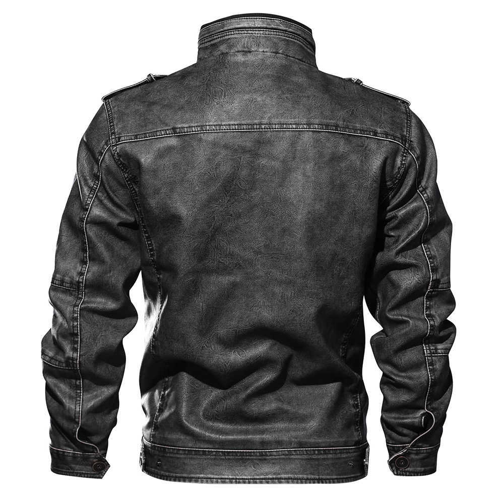 Men's PU Leather Jacket Winter Military Pilot Bomber Jackets Autumn Fashion Outerwear Motorcycle Biker Leather Coat JK18022 211018