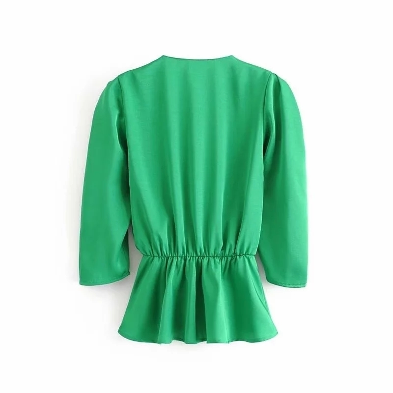 Withered england style solid shine satin vneck blusas mujer de moda kimono short shirt women womens tshirt tops plus size T200110