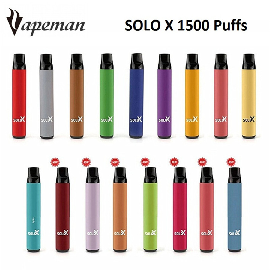 Original Vapeman Solo X Disposable Pod Device E cigarette 850mAh 1500 Puffs 4.2ml Prefilled Vape Pen Stick Bar Starter Kit
Original Vapeman Solo X Disposable Pod Device E cigarette 850mAh 1500 Puffs 4.2ml Prefilled Vape Pen Stick Bar Starter Kit