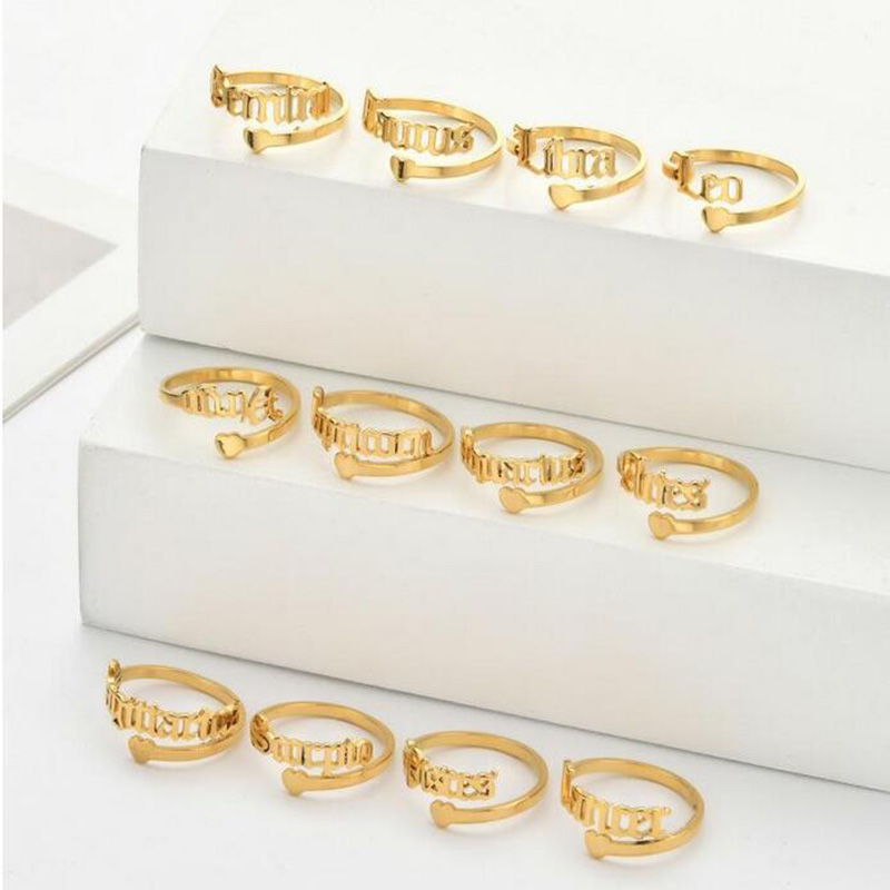 Adjustable Heart Stainless Steel Rings 12 Constellations Letter Ring For Woman Opening Wedding Zodiac Finger Jewelry Birthday Gift
Adjustable Heart Stainless Steel Rings 12 Constellations Letter Ring For Woman Opening Wedding Zodiac Finger Jewelry Birthday Gift