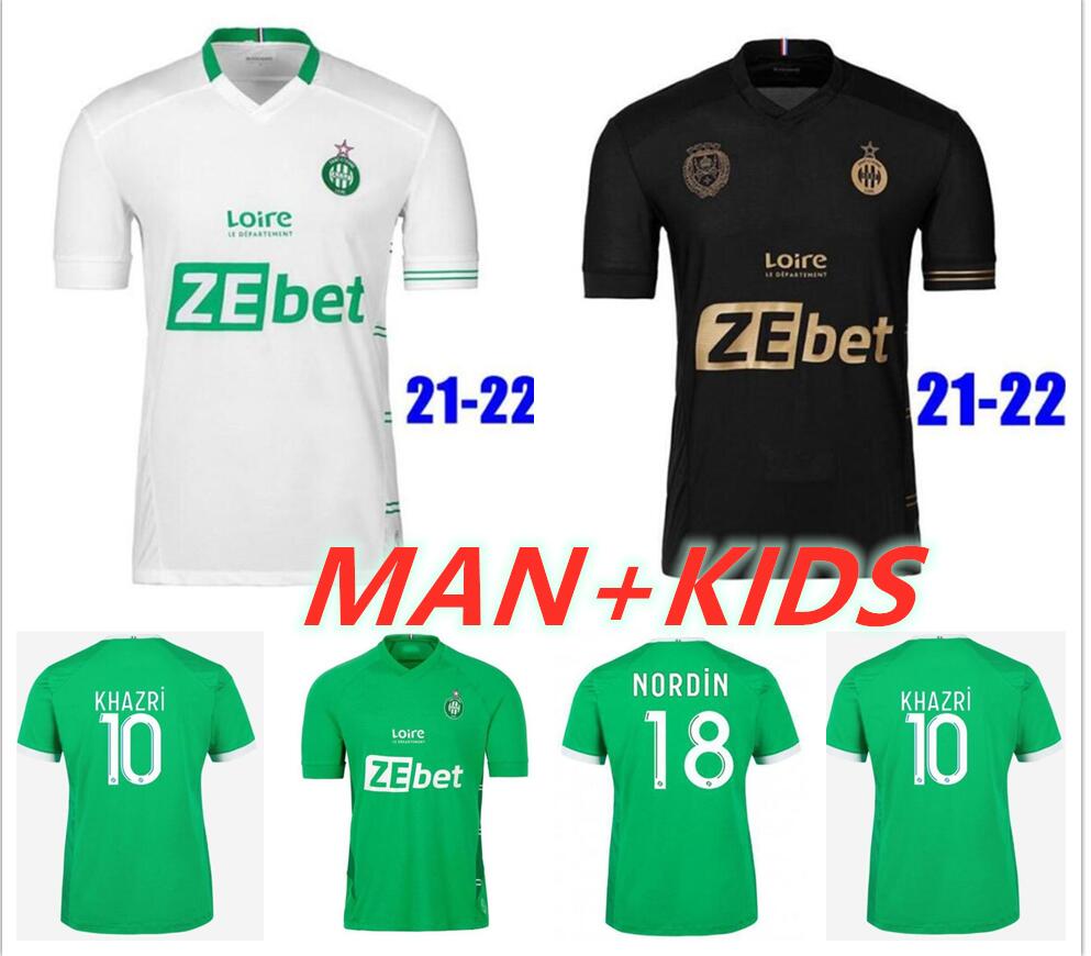 

21 22 as Saints-Etienne soccer jersey 2021 2022 etienne maillot de foot asse KHAZRI AOUCHICHE BOUANGA HAMOUMA Youssouf ABI CAMARA adult kids kit football shirts tops, Man away 1