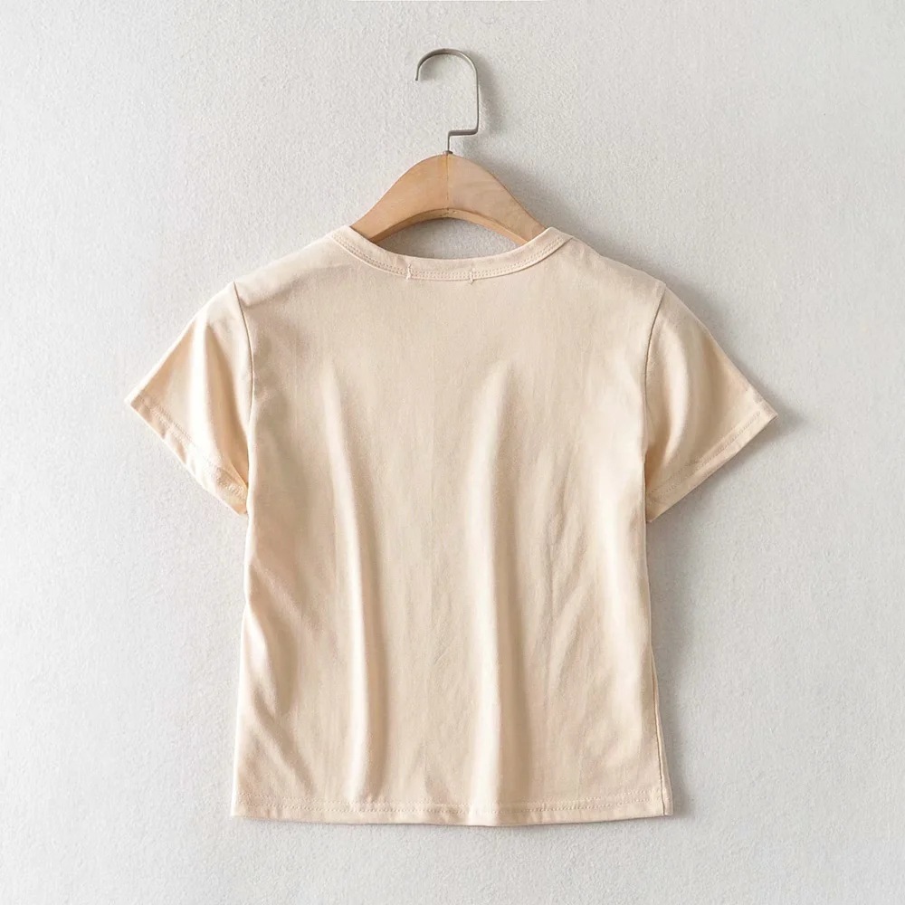 YOZOU Women Summer O-Neck Vintage 90s Cowboy Pattern Printting Short Sleeve Crop Top Tee T-Shirt For Female YL-286 210302