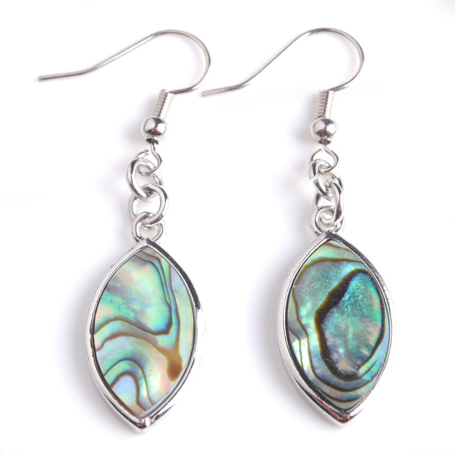 WOJIAER Natural Abalone Shell Pearl Dangle Hook Earrings Paua Oblong Oval Round Square Colorful Beads Drop Earring Jewelry BV900