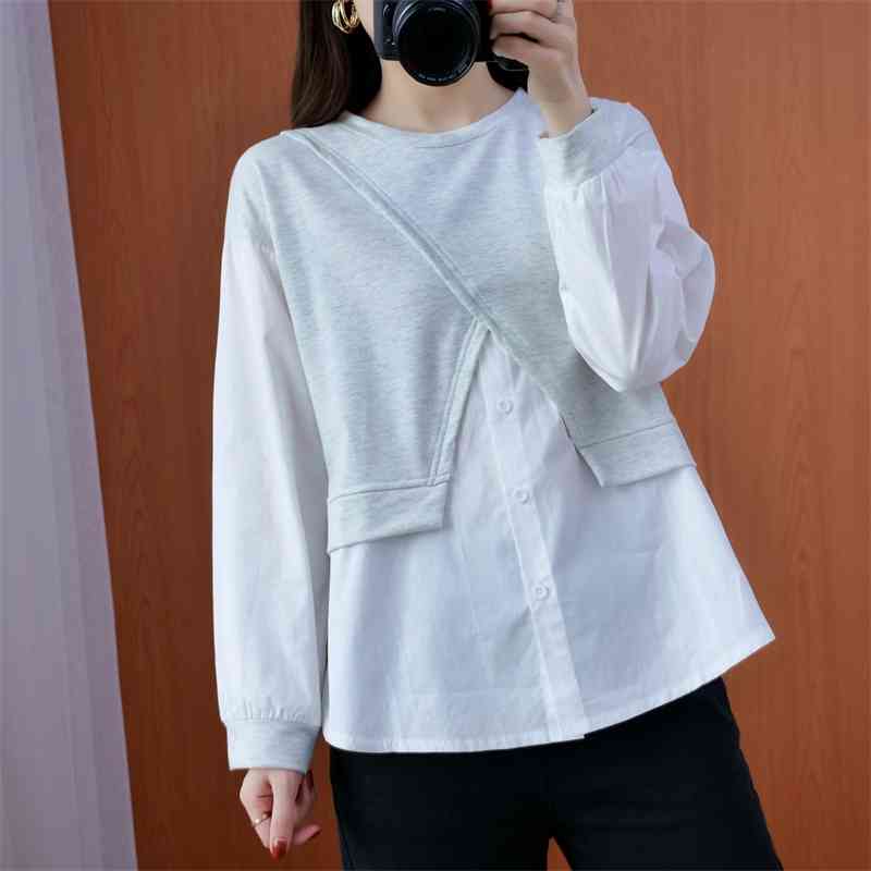 Large wear women's round neck collage loose fake two-piece long sleeve shirt sweater Collage, Black
Large wear women's round neck collage loose fake two-piece long sleeve shirt sweater Collage, Black
