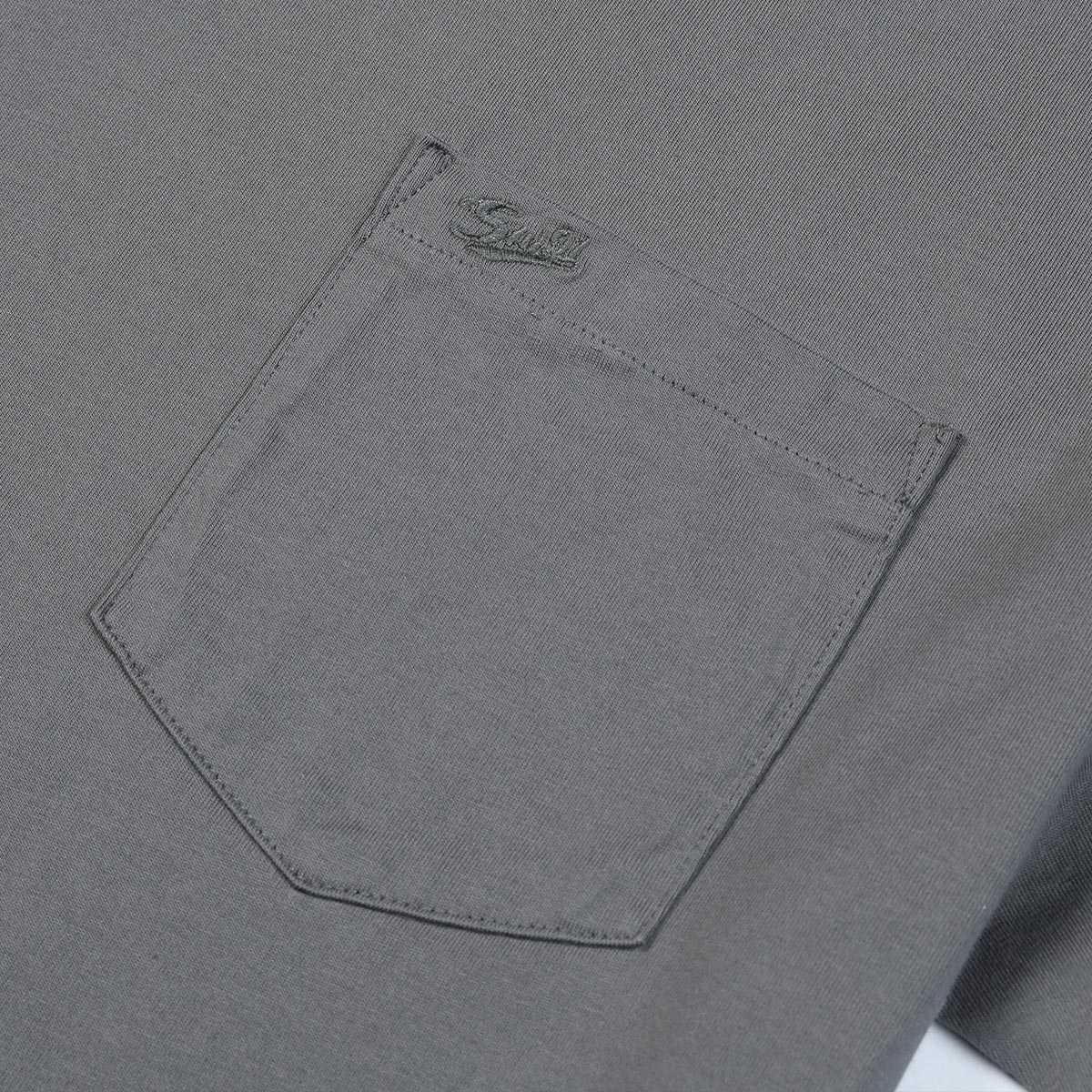 Summer Solid Color T-shirt Men 100% Cotton Letter Embroidery Chest Pockets Tops Plus Size Comfortable Tshirt 210707