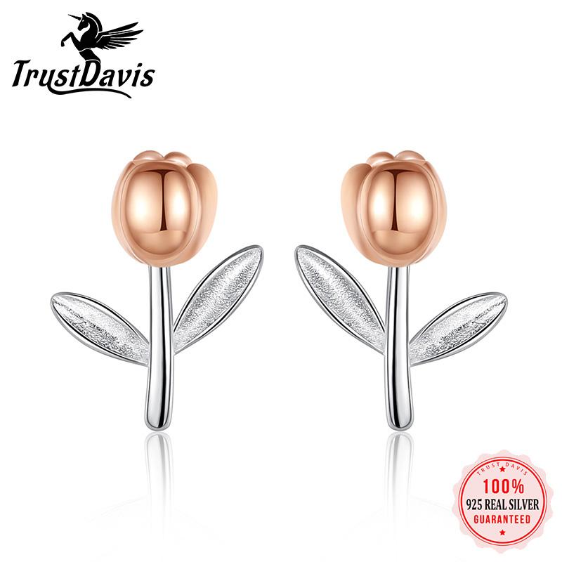 Stud TrustDavis Real 925 Sterling Silver Earrings Minimalist Flower For Women Exquisite Sweet Jewelry Gift F22, Golden;silver 
Stud TrustDavis Real 925 Sterling Silver Earrings Minimalist Flower For Women Exquisite Sweet Jewelry Gift F22, Golden;silver