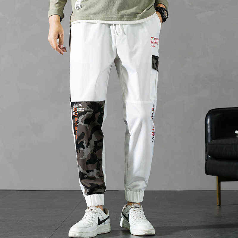 Summer Splicing Men Large Size Casual Pants Camouflage Nine-Point Trousers M-8Xl Sports 211112