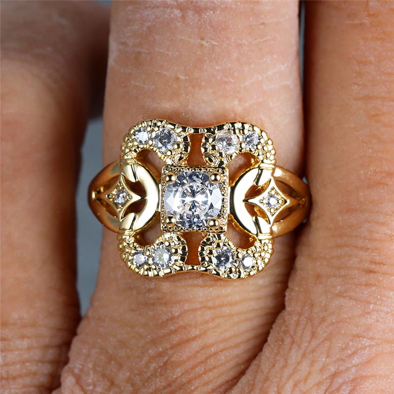Wedding Rings Classic Female Crystal Hollow Flower Ring Charm Gold Color Engagement Vintage White Zircon Stone For Women, Slivery;golden
Wedding Rings Classic Female Crystal Hollow Flower Ring Charm Gold Color Engagement Vintage White Zircon Stone For Women, Slivery;golden