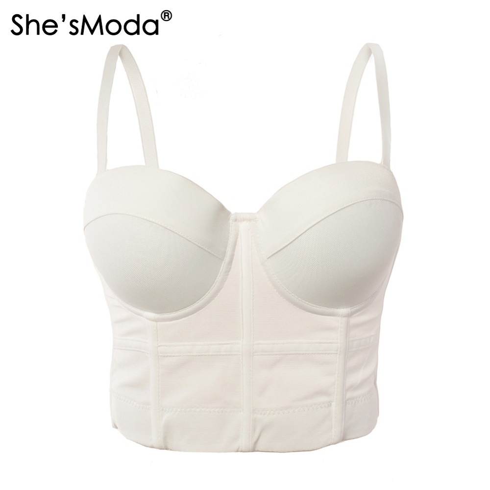 She'sModa Mesh Push Up Bralet Women's Corset Bustier Bra Night Club Party Cropped Top Vest Plus Size 210308