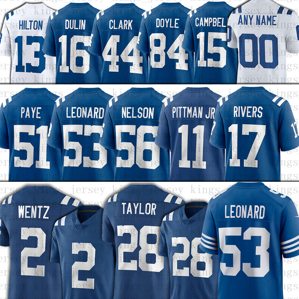 Carson Wentz Indianapolis Jonathan Taylor Colts Football Jersey QUENTON NELSON Darius Leonard Kwity Paye Hilton Philip Rivers MICHAEL PITTMAN JR Campbell
Carson Wentz Indianapolis Jonathan Taylor Colts Football Jersey QUENTON NELSON Darius Leonard Kwity Paye Hilton Philip Rivers MICHAEL PITTMAN JR Campbell