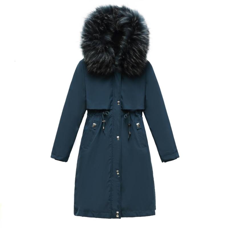 Women's Down & Parkas Fashion Cotton Liner Long Hooded Parka With Fur Collar Winter Jacekt Women 2021 Ladies Slim Waist Coat