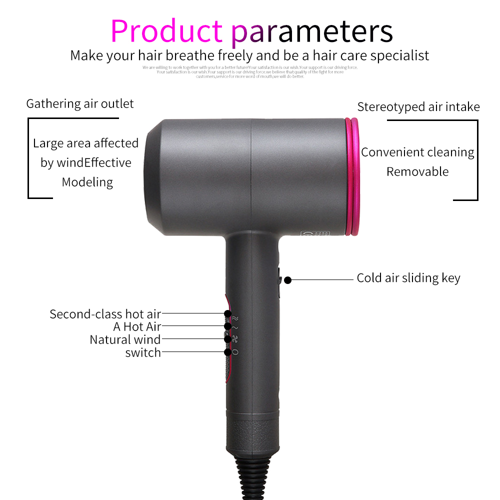 New Hair Dryer Negative Ionic Professional Powerful Hairdryer Travel Homeuse Hot Cold Wind Salon Blow Dryer