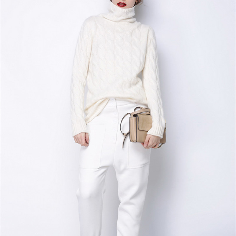 winter thick turtleneck sweater women 100% pure cashmere sweater female twist knitted bottoming warm pullover 210218