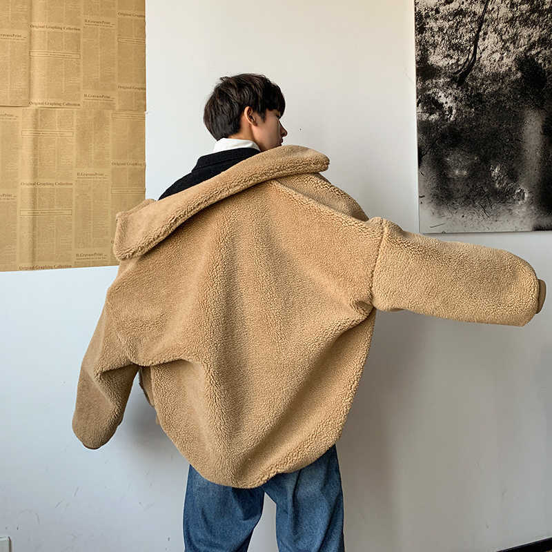 Privathinker Korean Winter Warm Oversized Men's Jackets Coats Harajuku Lamb Woolen Man Casual Zipper Jacket Tops Male 211009