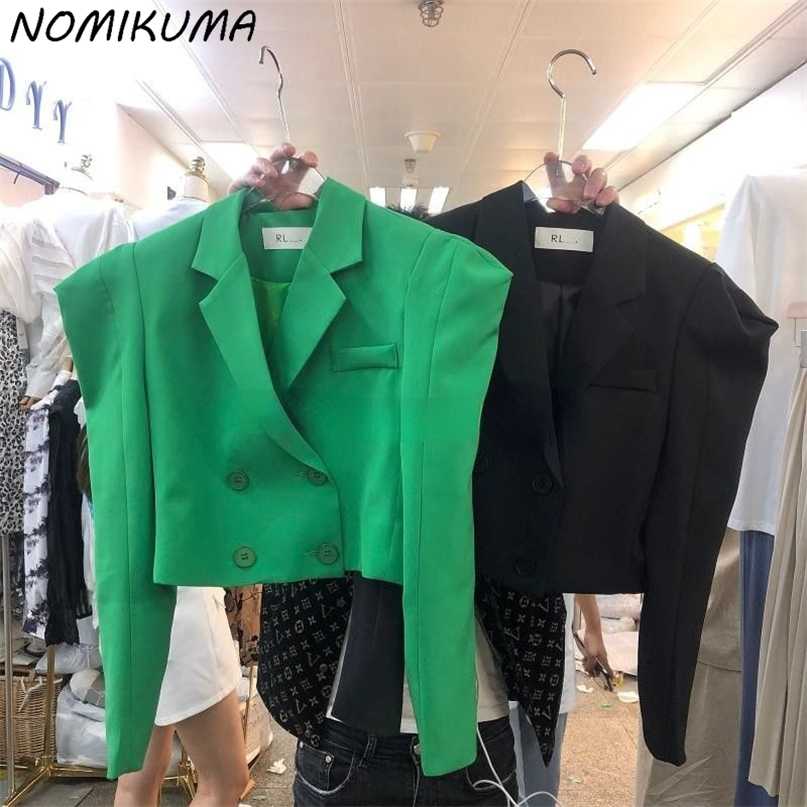 Nomikuma Korean Puff Sleeve Short Women Blazers Chic Notched Collar Suit Jacket Autumn Double Breasted Blazer Coat 6Z141 211019, Green
Nomikuma Korean Puff Sleeve Short Women Blazers Chic Notched Collar Suit Jacket Autumn Double Breasted Blazer Coat 6Z141 211019, Green