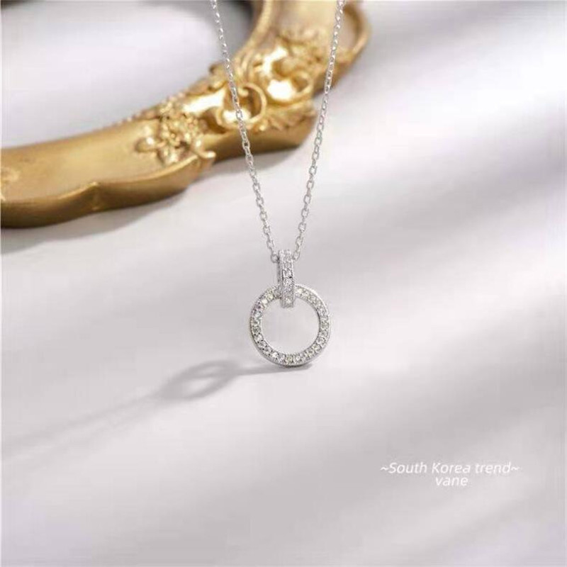 Choucong Brand Unique Circle Pendang Smple Fashion Jewelry 925 Sterling Silver Pave White CZ Diamond Gemstones Party Eternity Women Wedding Clavicle N