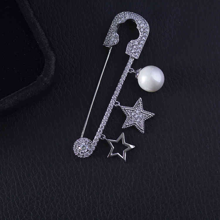 Korean Creative Brooch Five Pointed Star Clothing Accessories Silk Scarf Buckle Suit Waist Closing