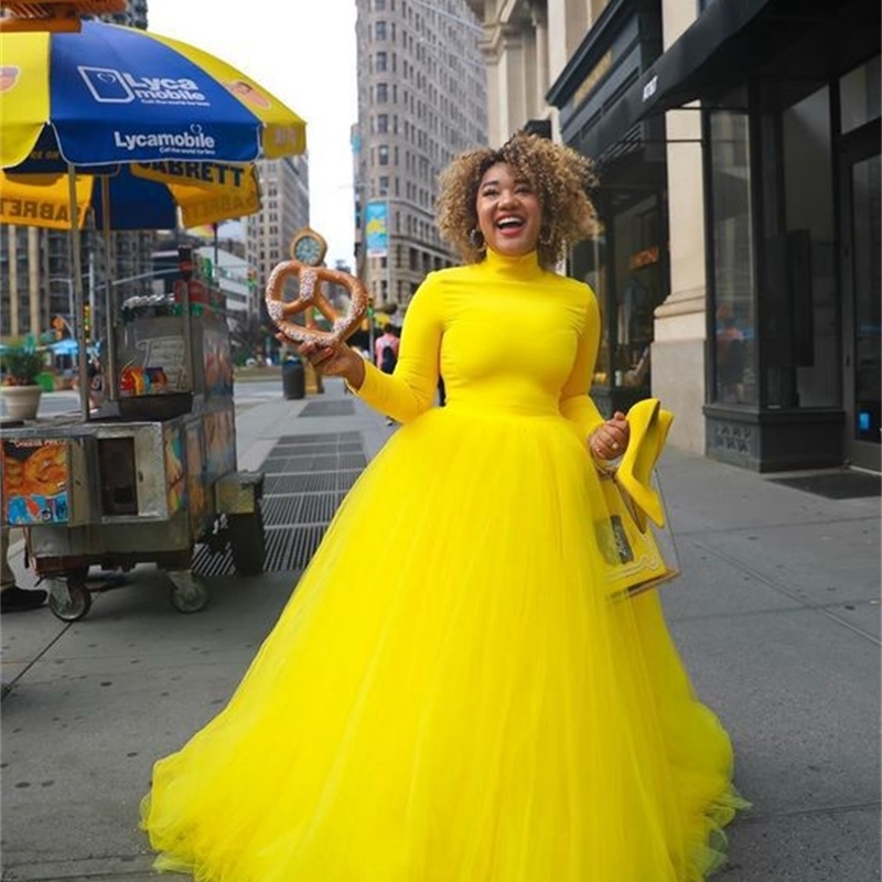 Candy Color Yellow Long Wedding Tulle Skirts For Bridal Pretty Black Women Tulle Skirt Pography Faldas Mujer Saias 210306
