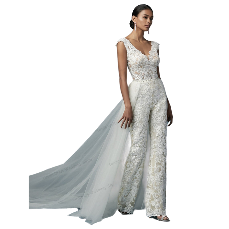 Left Jumpsuit Wedding Dress With Right Tulle Overskirt Custom Made Women A Line Bridal Gowns Special Link For You Bride Dresses Abiye