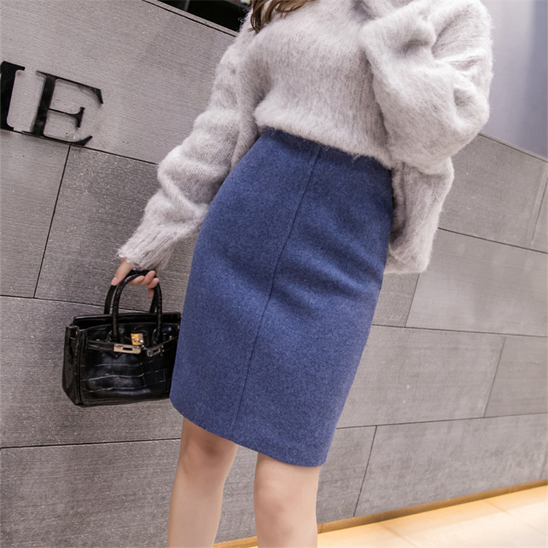 Neophil Winter Black Thick Woolen Mini Pencil Skirts Women Casual Slim High Waist Ladies Office Work Wear Wool Saias S9221 210309