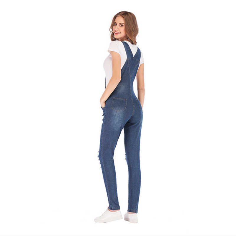 Fashion Women Baggy Denim Cross Border Special Jeans Bib Full Length Overall Solid Loose Causal Jumpsuit Suspender 210922