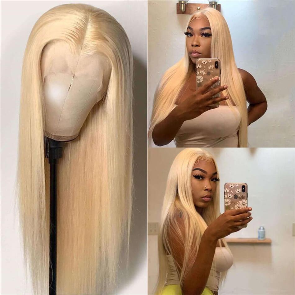 613 Blonde Lace Front Human Hair Wigs Straight HD Transparent Lace 13x4 Pre Plucked 150 Brazilian Remy Hair Lace Frontal Wigs