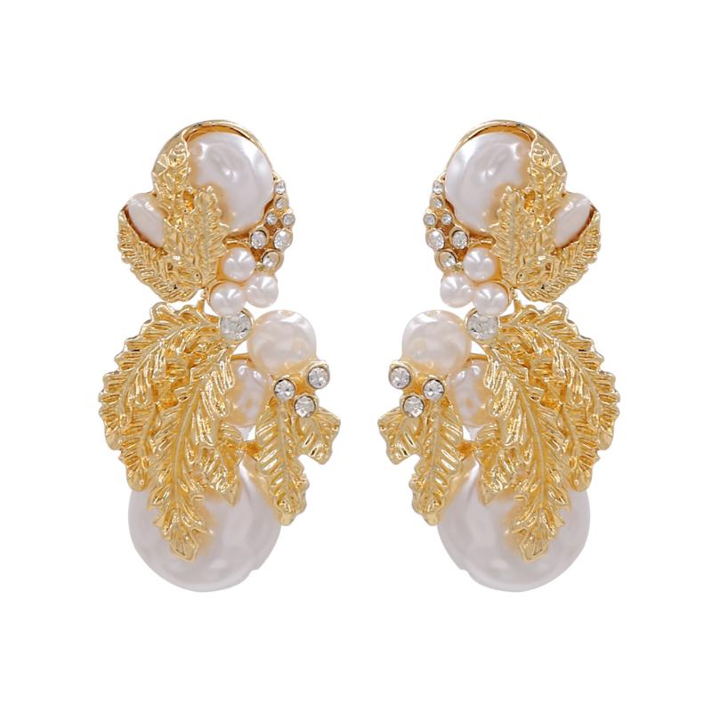 Dangle & Chandelier Mayjim Light Pearl Earrings With European American Exaggerated Metal Leaves And Diamond, Silver
Dangle & Chandelier Mayjim Light Pearl Earrings With European American Exaggerated Metal Leaves And Diamond, Silver