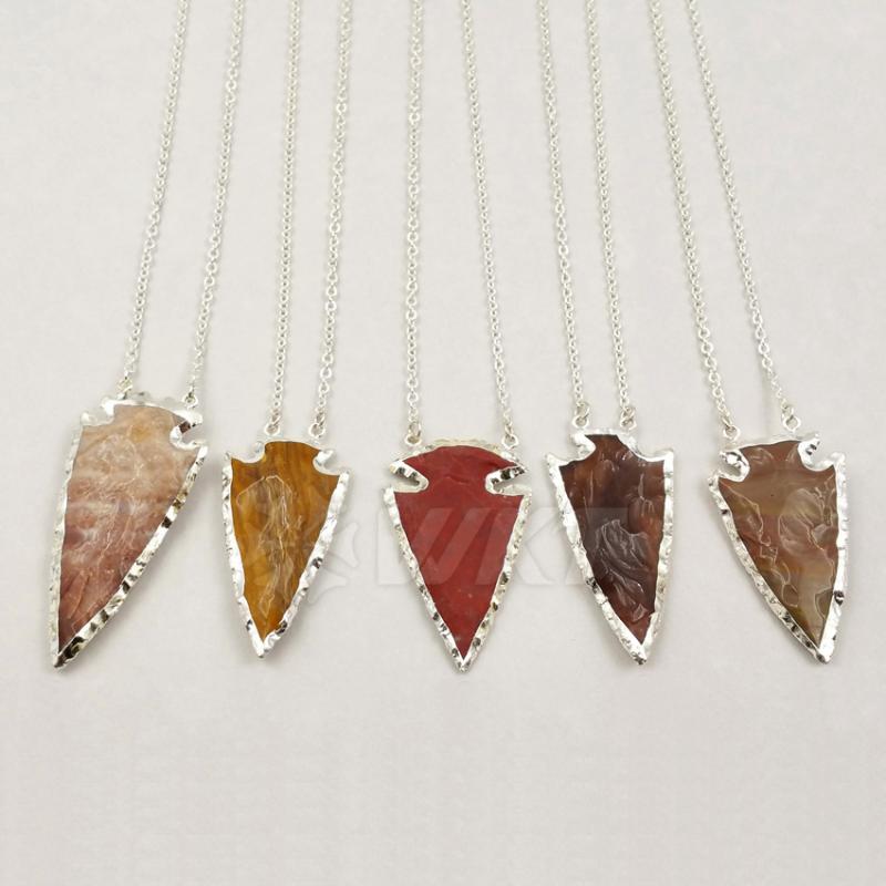 Pendant Necklaces WT-N967 Wholesale Custom Natural Arrow Raw Stone Double Loop Pendan Necklace With Silver Plated In Various Jewelry Making
Pendant Necklaces WT-N967 Wholesale Custom Natural Arrow Raw Stone Double Loop Pendan Necklace With Silver Plated In Various Jewelry Making