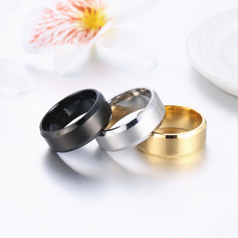 316L Stainless Steel Soild Gold Silver Black Color Band Ring For Men Women Couples Wedding Jewelry Finger Rings Fashion Jewelry