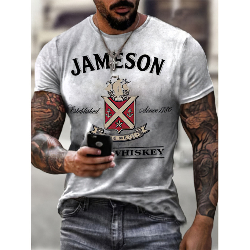 2021 New James Irish Whisky Print Short Sleeve Men' Leisure Sports 3d T-shirt, White
2021 New James Irish Whisky Print Short Sleeve Men' Leisure Sports 3d T-shirt, White