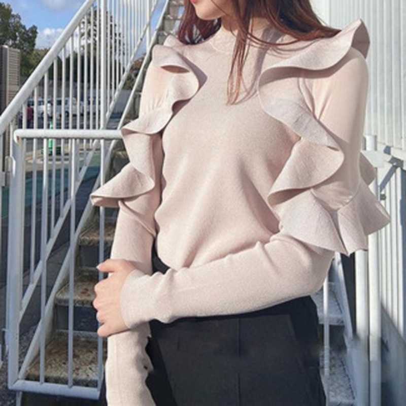 Elegant Chic Ruffles Patchwork Flying Sleeve Slim Fit Pullovers O Neck Voile Knit Sweater Women Spring Casual Tops 210525, Gray
Elegant Chic Ruffles Patchwork Flying Sleeve Slim Fit Pullovers O Neck Voile Knit Sweater Women Spring Casual Tops 210525, Gray