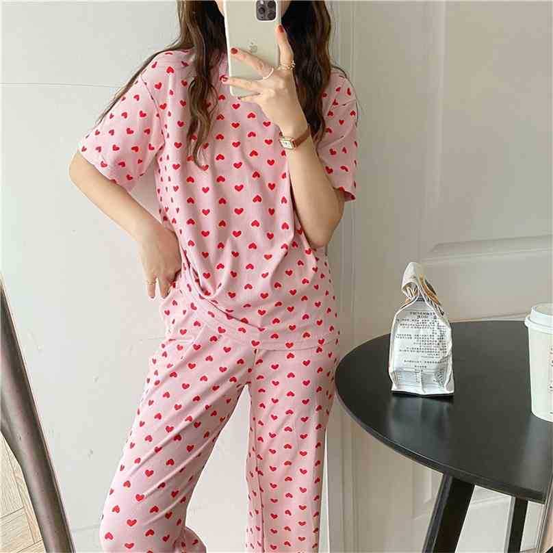 Casual All Match Printed Hearts Chic Summer Brief Sale Pajamas Two Piece Sets Prom Nightwear Sleepwear 210525, White
Casual All Match Printed Hearts Chic Summer Brief Sale Pajamas Two Piece Sets Prom Nightwear Sleepwear 210525, White