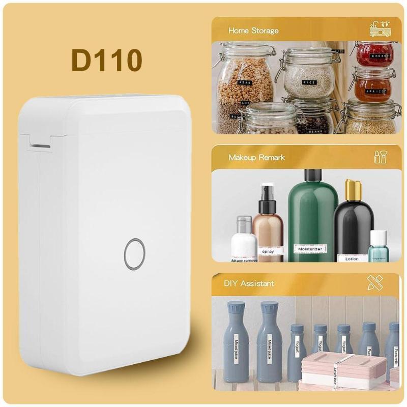 Copiers D110 Mini Portable Wireless Bluetooth Thermal Label Printer With 1 Roll Paper Logo QR Code Sticker Home Office