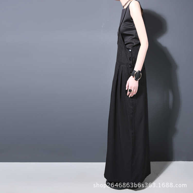 VANOVICH Spring and Summer Wild Cotton Overalls Women European Solid Color Wide-leg Pants Female 210615