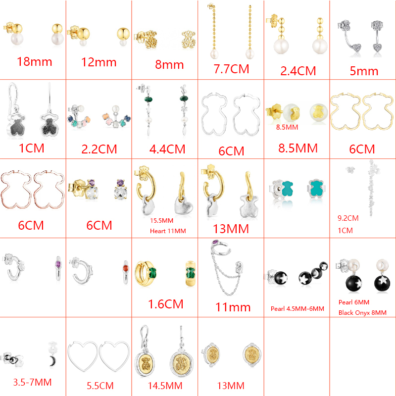 2022 New Style 100% 925 Sterling Silver Cute Bear Trend Fashion Ladies Beautiful Classic Earrings ewelry Factory Direct Wholesale