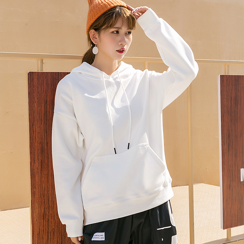 houzhou Cotton Women Hoodies Harajuku Couple Sweatshirts Spring Long Sleeve Sudadera Mujer Casual Pocket Pullover Clothes 201204