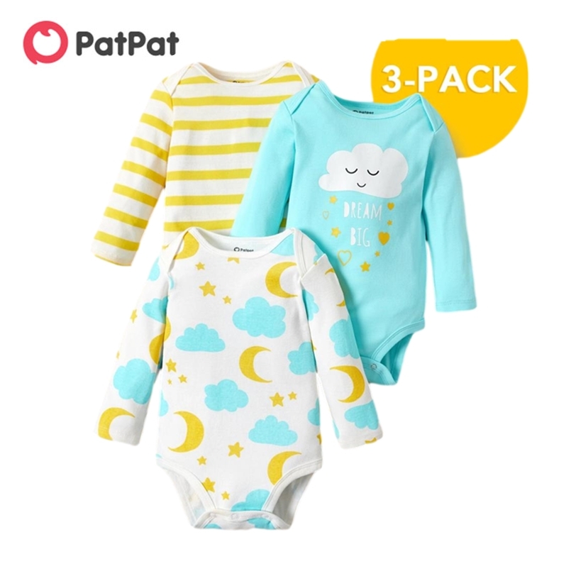 Arrival Sale Spring and Autumn 3-pack Baby Cloud Bodysuits Set Girl Boy Clothing 210528