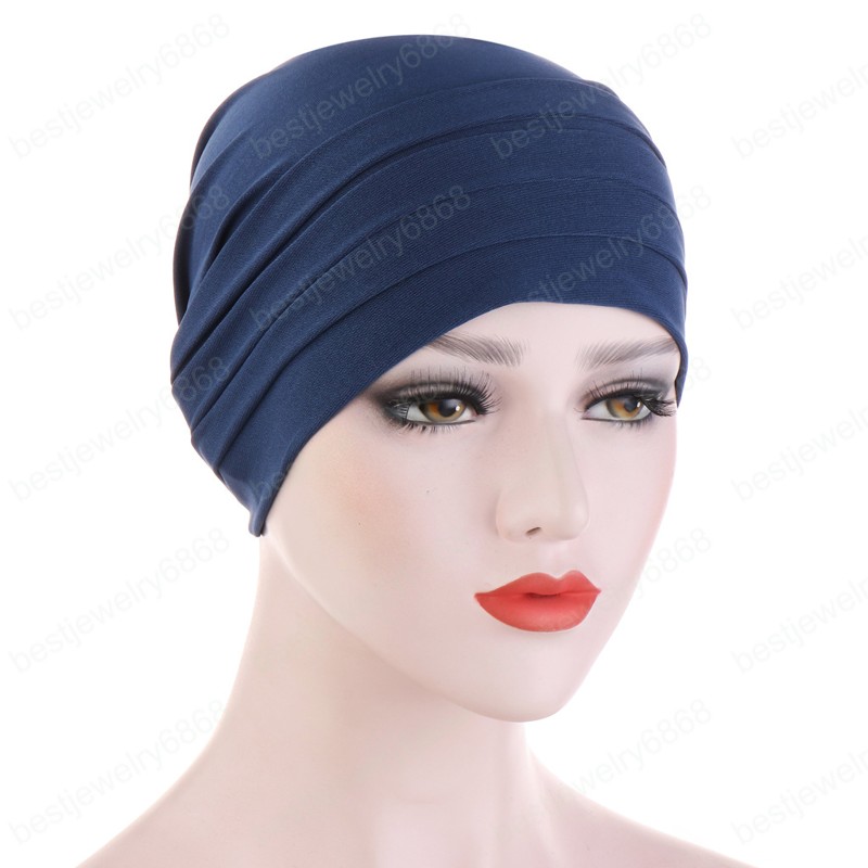 Women Stretchy Turban Hat Head Wrap Cotton Hijab Cap Solid Soft Headscarf New Fashion Muslim Scarf Muslim Turban for Women