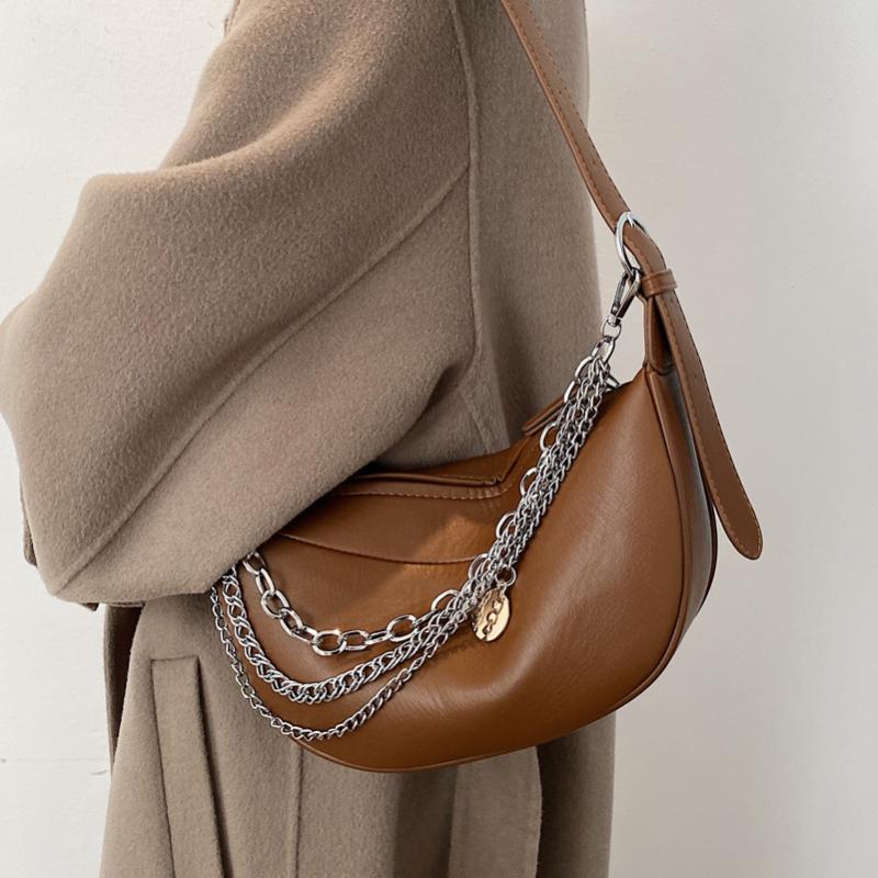 Brand Designer PU Leather Women's Shoulder Bag Fashion Chain Handbag Small Hobos Crossbody Bag, Beige 
Brand Designer PU Leather Women's Shoulder Bag Fashion Chain Handbag Small Hobos Crossbody Bag, Beige