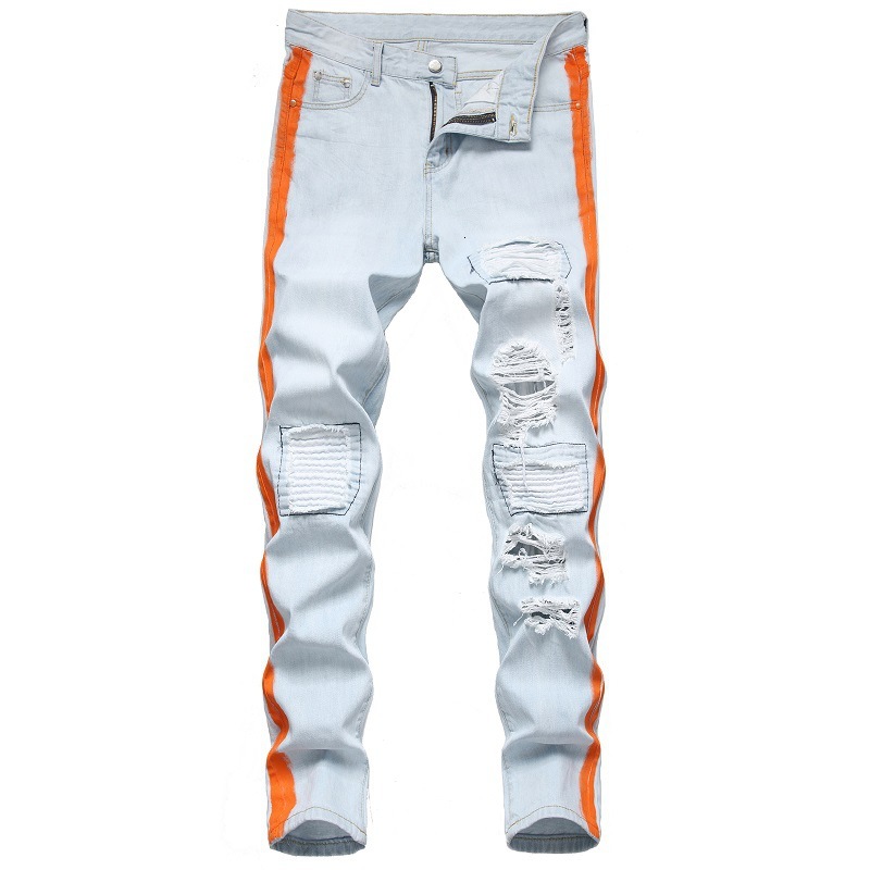 2021 Autumn New Mens Painted Ripped Patch Denim Trousers Fashion Light Color Hip Hop Vintage Striped Jeans Man Vaqueros Hombre Pd6v, Light blue
2021 Autumn New Mens Painted Ripped Patch Denim Trousers Fashion Light Color Hip Hop Vintage Striped Jeans Man Vaqueros Hombre Pd6v, Light blue